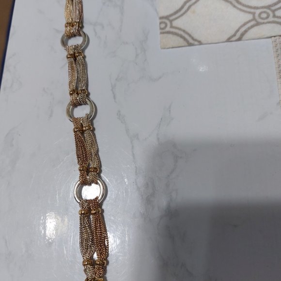 Multi Strands 2 Tone Gold Silver Chain Bracelet - Picture 6 of 8